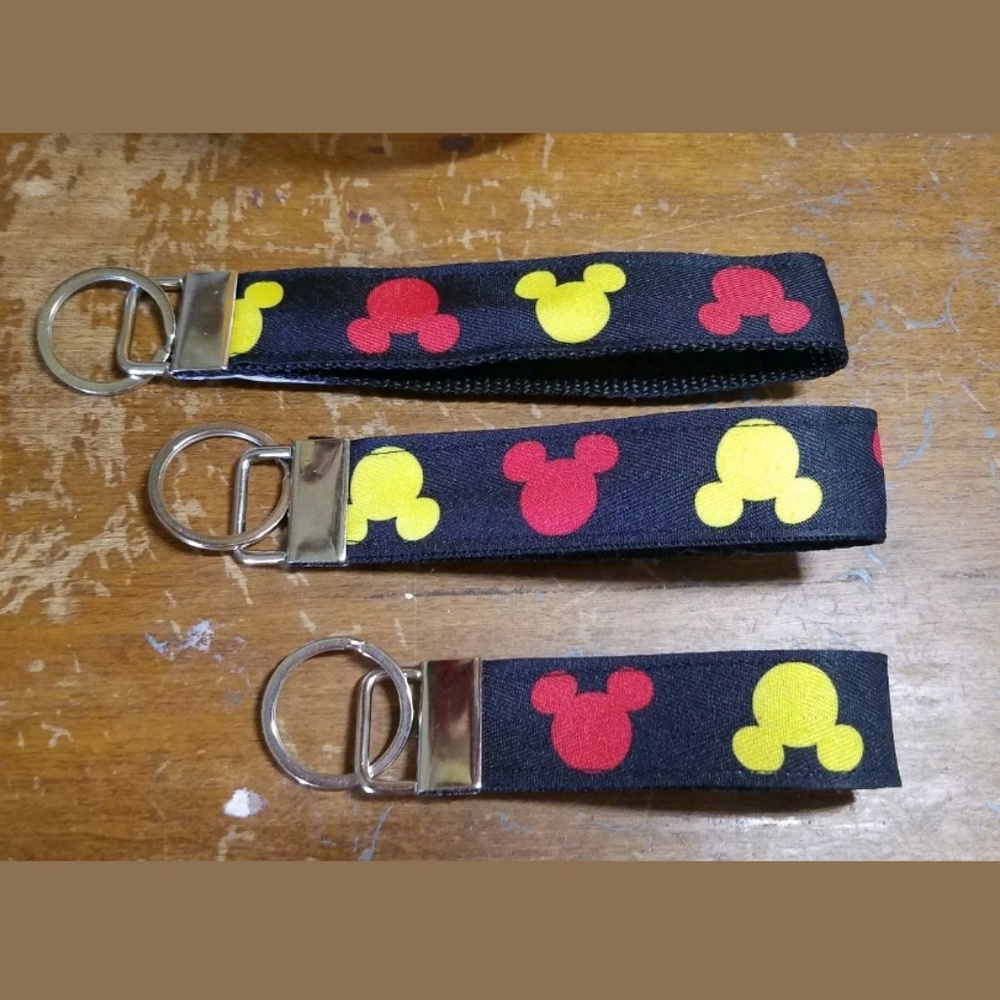 Mickey Mouse Black Red and Yellow Key Fob 1"